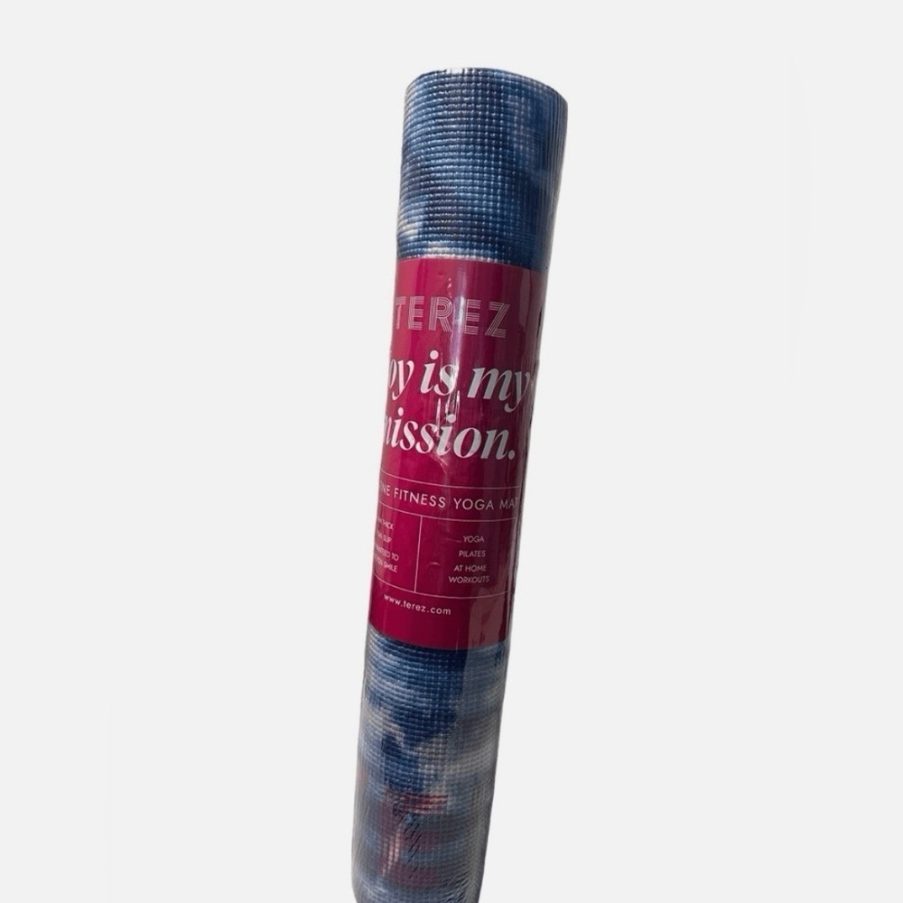 Terez Yoga Pilates‎ Mat Blue Tie Dye 5mm Thick Non Slip Multicolor 24"x64"